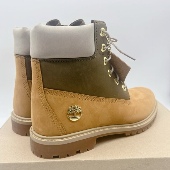 TIMBERLAND WOMEN'S HERITAGE 6 '' INCH WATERPROOF BOOT Tan Green Nubuck US 8 - Picture 6 of 12